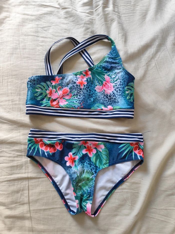 Maillot de bain fille 12 ans motif tropical 2 pièces