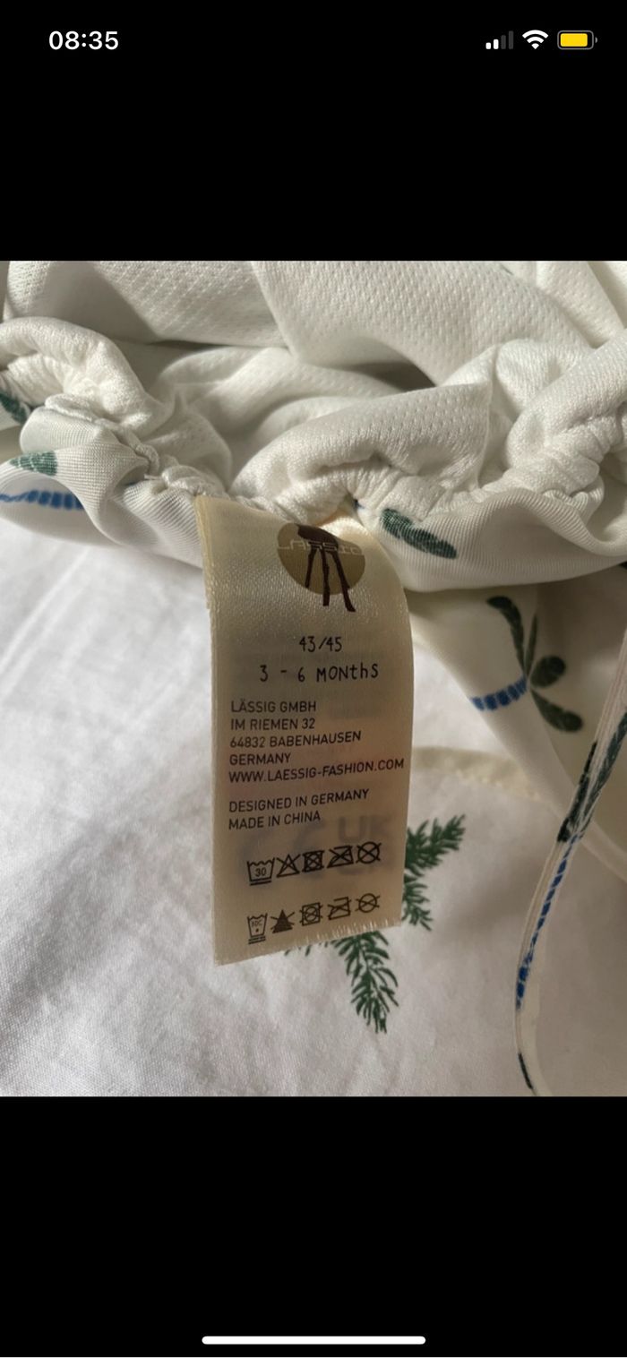 Chapeau casquette protège nuque anti UV bébé 3 6 mois Lassig blanc palmiers - photo numéro 3