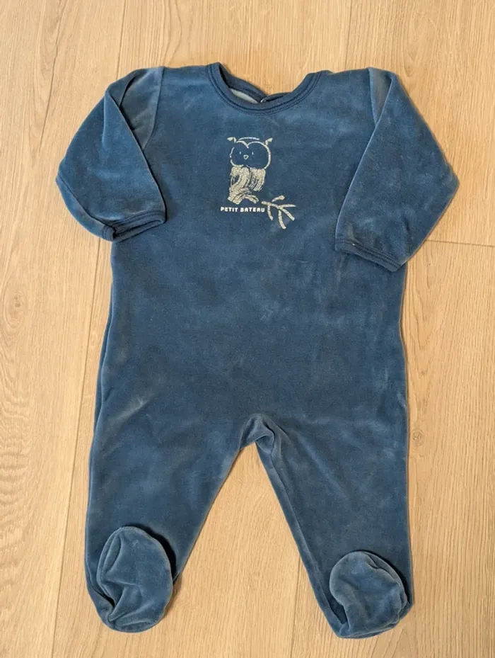 Lot de 3 pyjamas velours Petit bateau - Taille : 6 mois - photo numéro 2