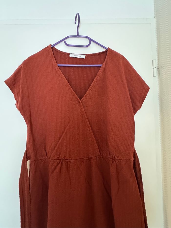 Robe crêpe couleur rouille / marron - photo numéro 2