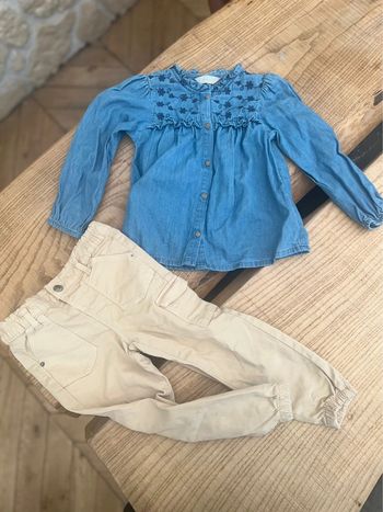Ensemble 3 ans kiabi primark blouse chemise cargo jean fille
