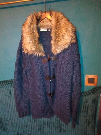 Gilet femme col fausse fourrure