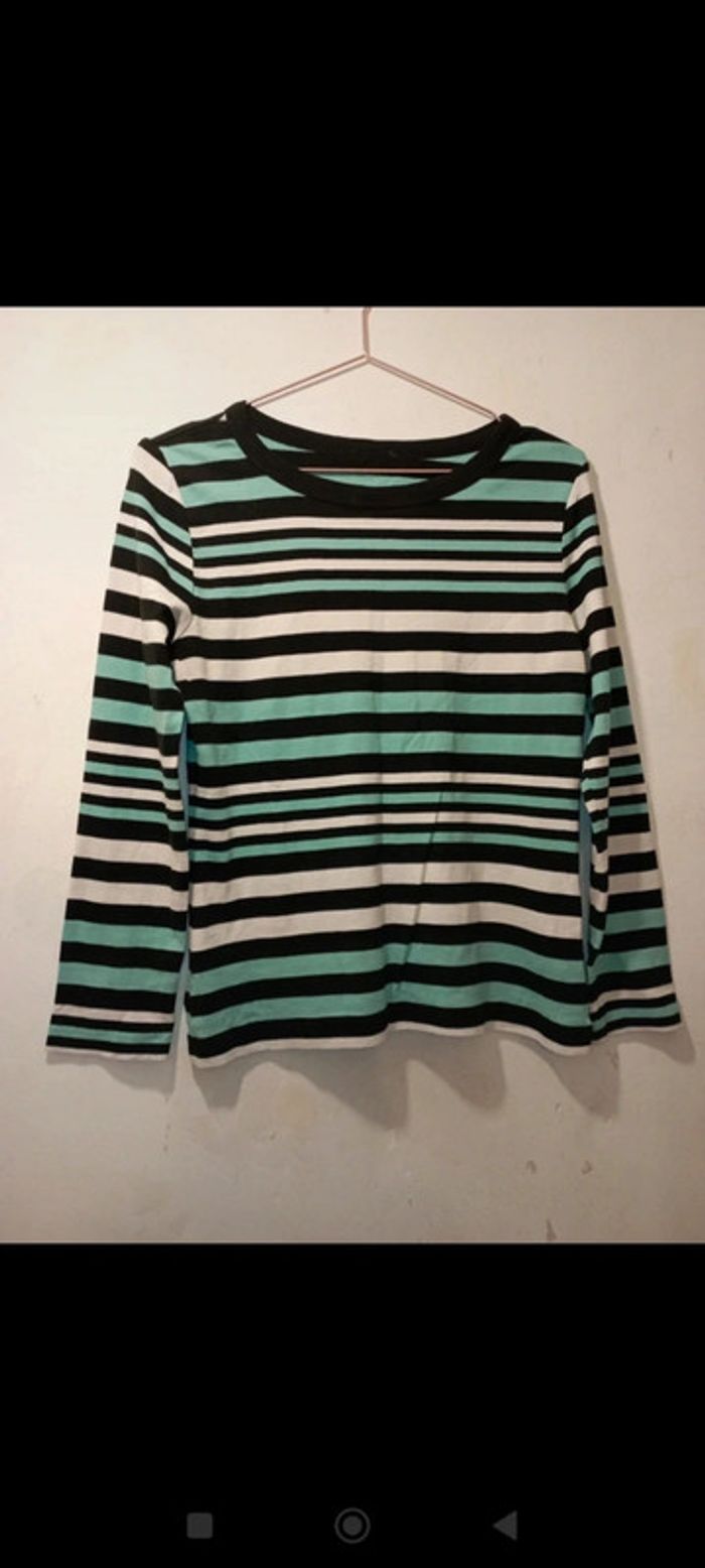 Ensemble tee shirt et legging noir/turquoise/blanc - photo numéro 2
