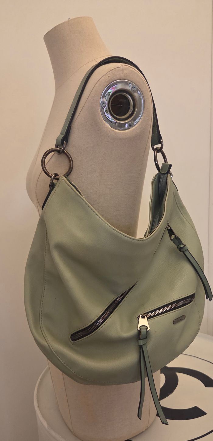 Sac Little Marcel vert sauge – grand format cabas – doublure rayée iconique  – excellent état comme neuf