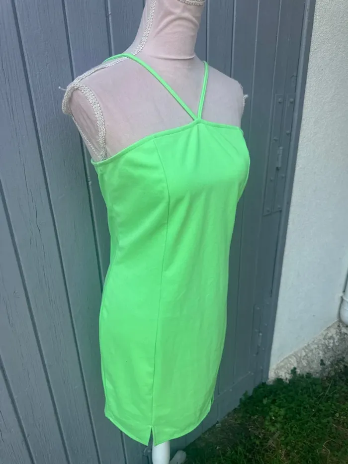 Robe d’été fines bretelles verte fluo 42/XL - photo numéro 2