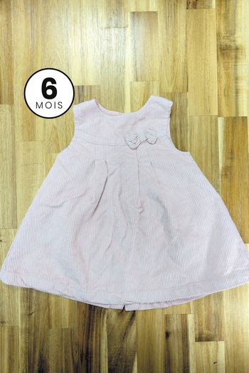 Robe rose pâle en velours côtelé - bébé fille 6 mois