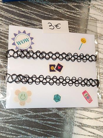 Collier ras de cou Noire- Lot de 2- Vintage90's