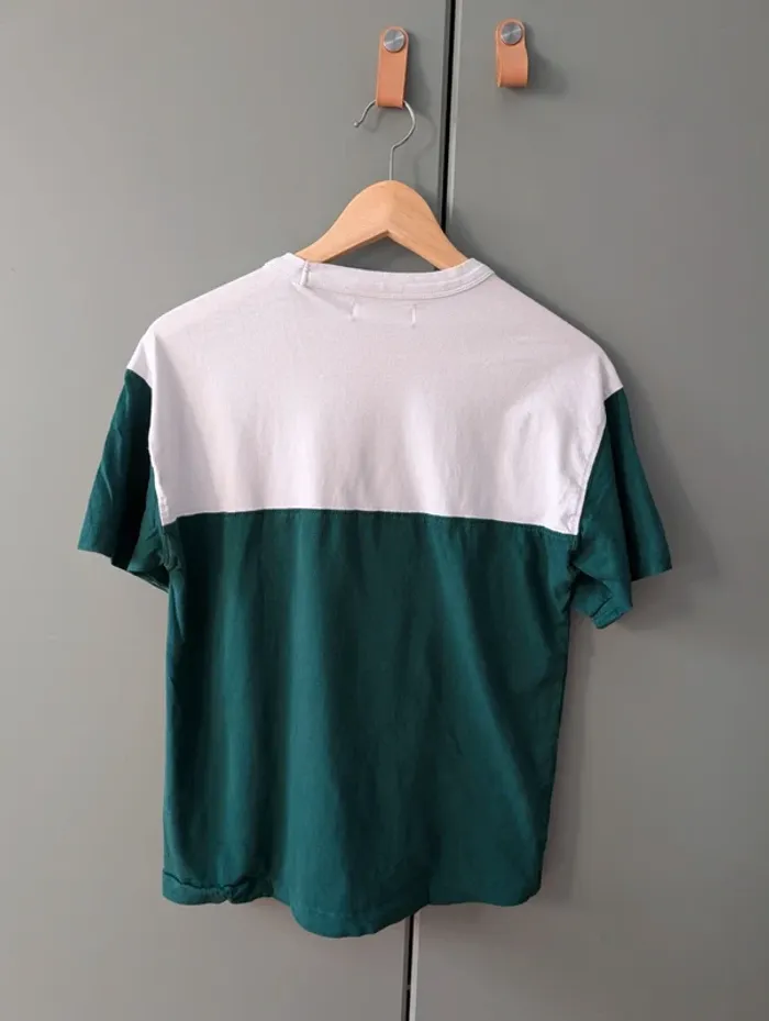 T-shirt bicolore blanc et vert - photo numéro 4