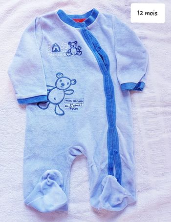Pyjama velour tissaia 12 mois