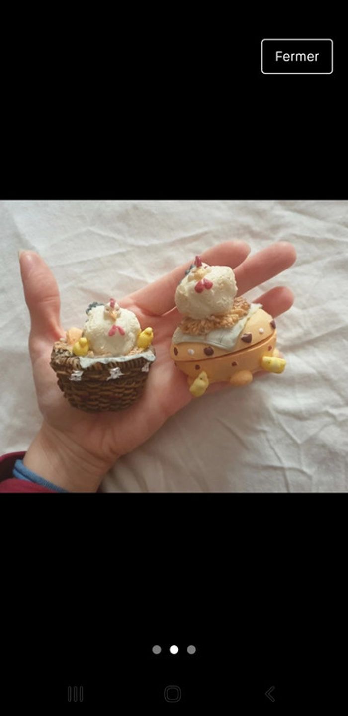 Lot Magnifiques figurines vintage poules déco collection - photo numéro 2