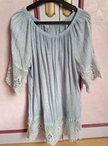 Blouse bleu écru T.3( 40/42)