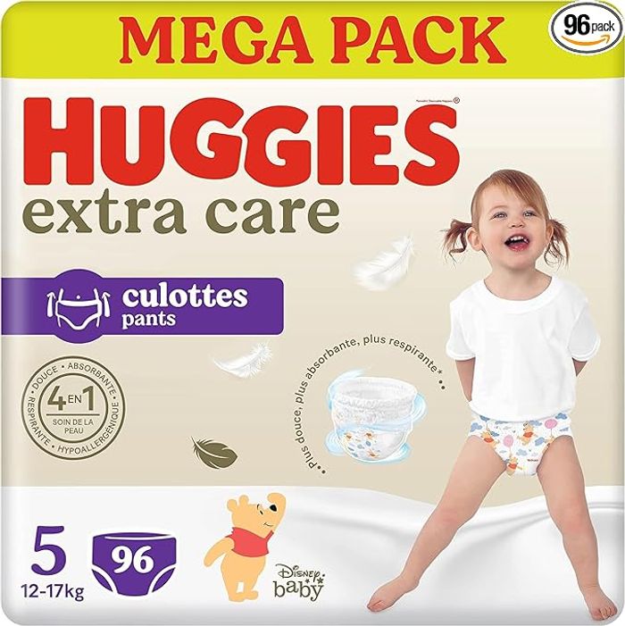 HUGGIES Extra Care - Culottes Taille 5 (12/17kg) - Pack de 96 couches-culottes