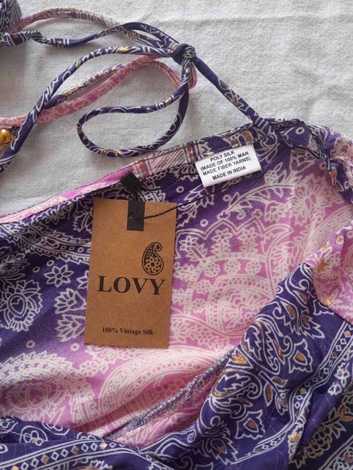 Magnifique robe bohème lovy en soie neuve - photo numéro 4