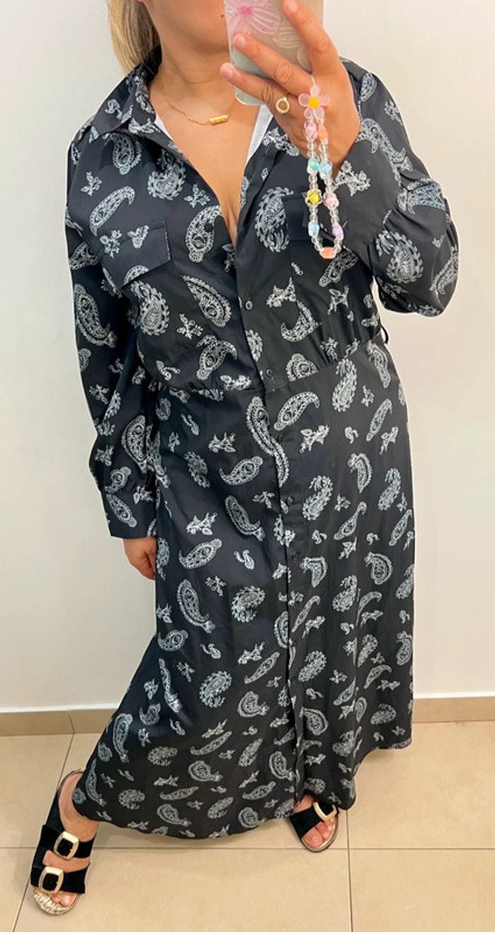 🌸Robe chemise longue imprimée pashmina Taille M - photo numéro 3
