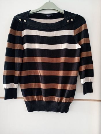 Pull rayé noir / marron / beige femme taille 36