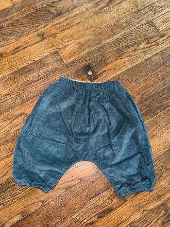 Pantalon velour Bout’chou Bleu canard 3 mois