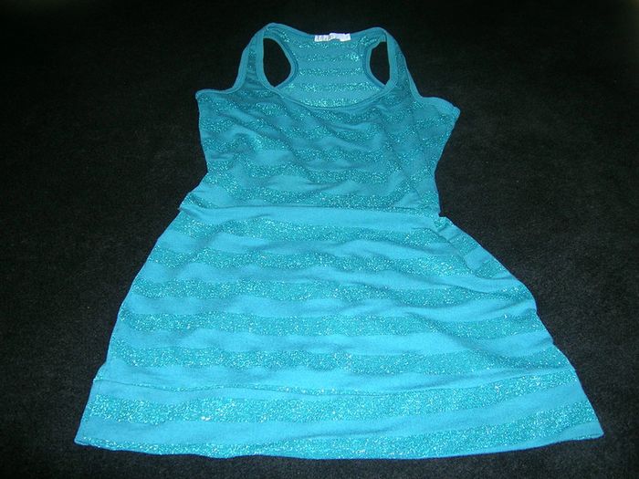 Débardeur extensible long vert rayures brillantes "MIM" T.1 - photo numéro 3