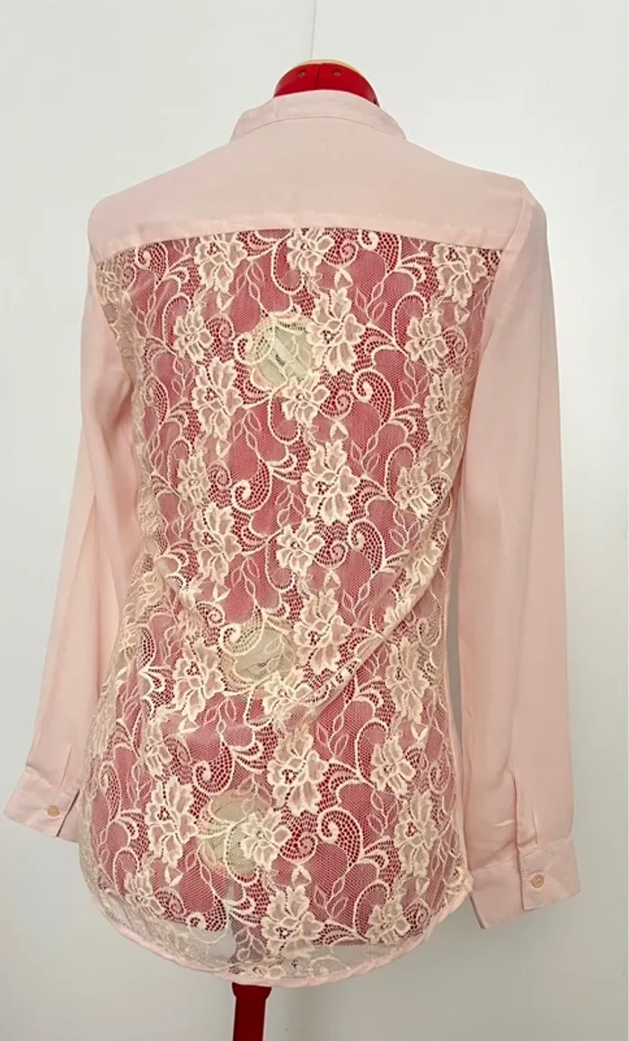 Blouse manches longues rose pale dos dentelle So Essential - photo numéro 4
