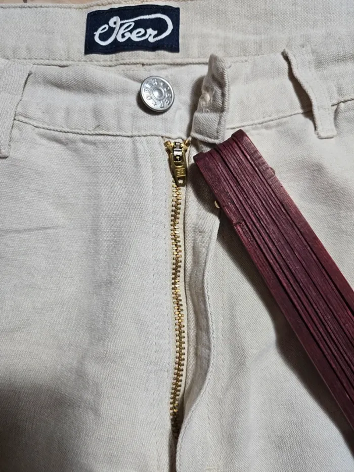 Pantalon /jean’s en lin crème Ober taille 40 - photo numéro 2