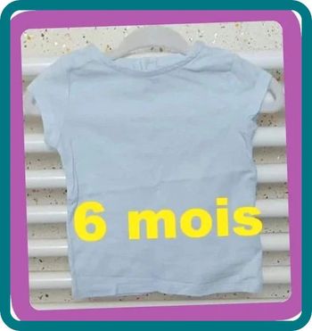 Tee shirt manche courte bleu clair Kiabi Taille 6 mois