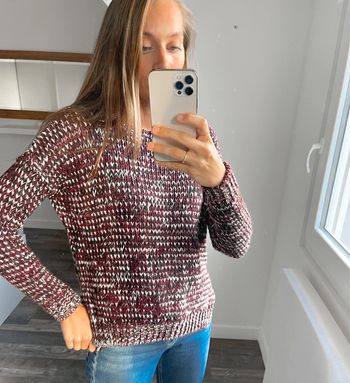 Pull bordeaux blanc et noir New Look