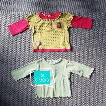 Lot de 2 t-shirts manches longues fille - 6 mois le dom