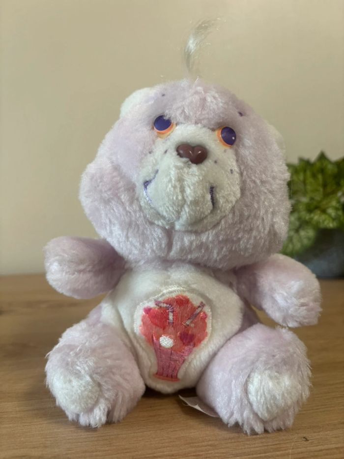 Peluche vintage bisounours mauve  groscadeau milkshake care bears 1985 - photo numéro 2
