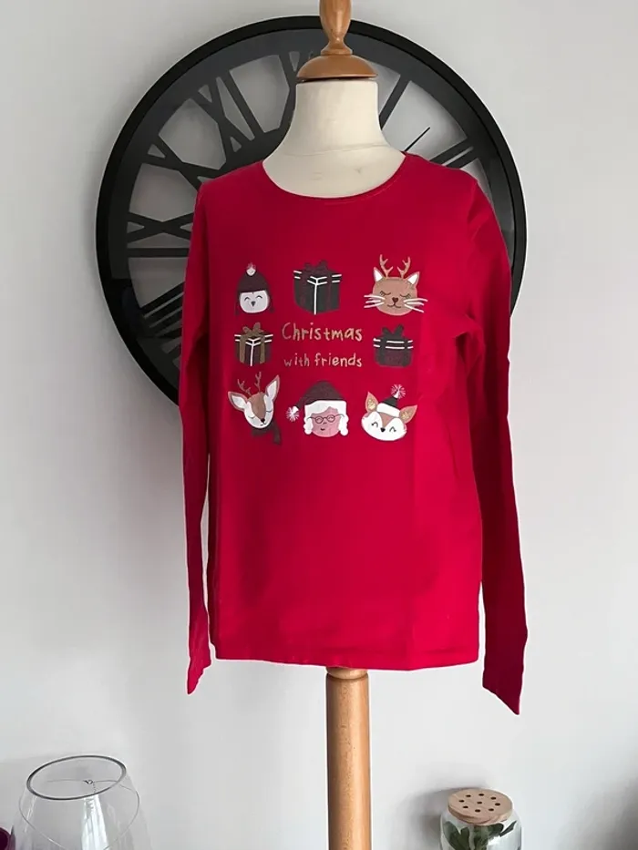 Tee-shirt noël rouge 12 ans
