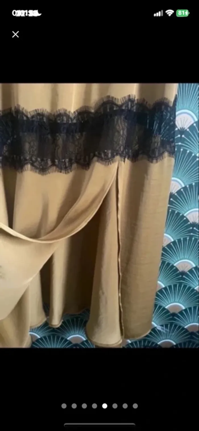 Belle robe satiné moutarde et dentelle noire taille XL - photo numéro 5