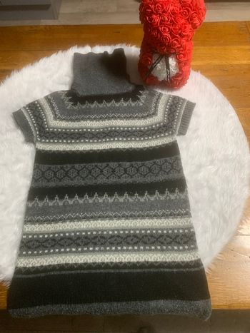 Robe en laine noir et grise