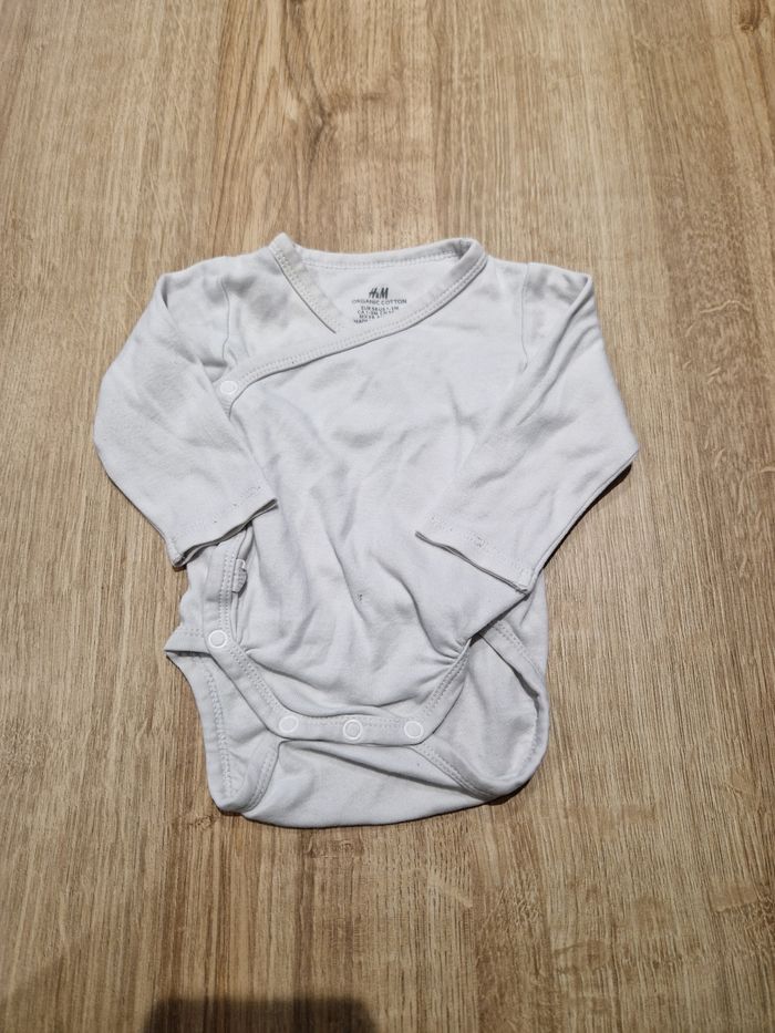 Body cache-cœur manches longues H&M blanc 1-2 mois 56 cm
