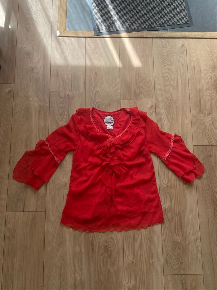 Haut manches 3/4 rouge