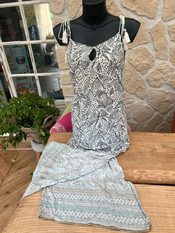 Robe camaïeu blanche longue été à motifs taille S 36 femme