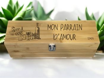 Coffret de vin en bambou personnalisé 