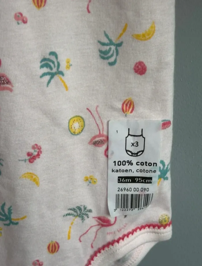 Lot de 3 bodys bretelles Petit bateau fille 36 mois neufs - photo numéro 2