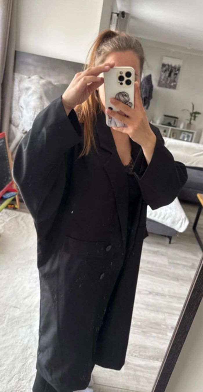 🧥Blazer long  noir- oversize -taille unique - femme - neuf avec étiquette - photo numéro 4