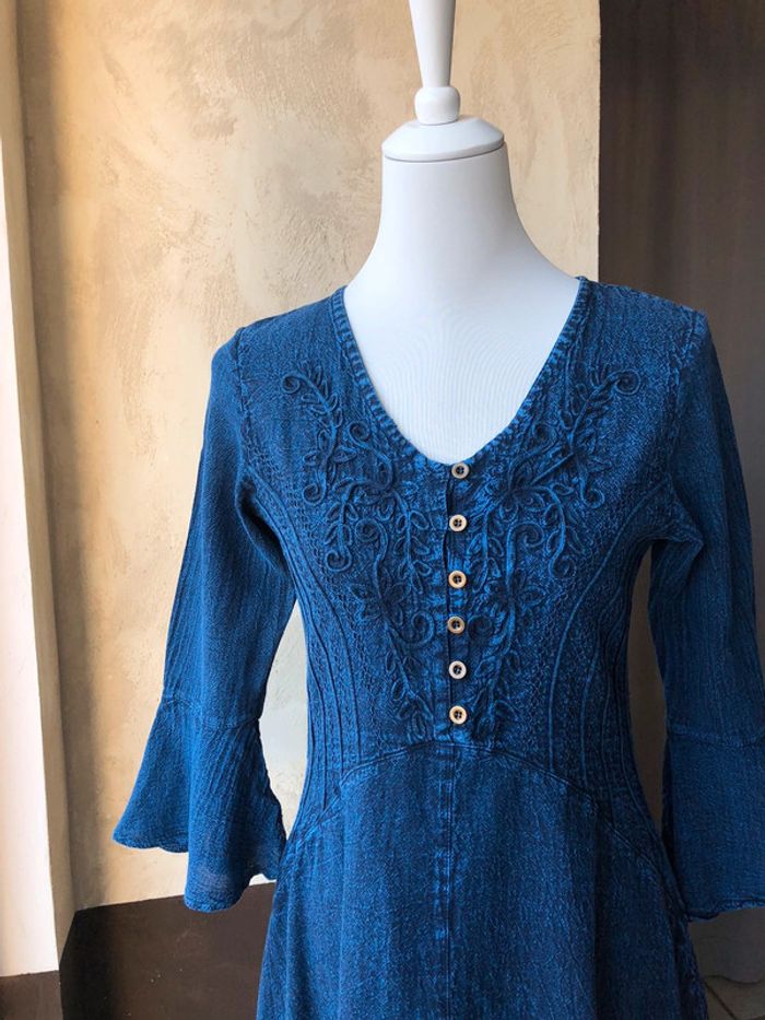 Jolie robe bleu marine vintage S - photo numéro 2