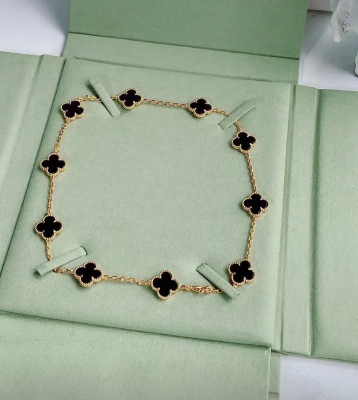 Collier 10 trèfles onyx noir - photo numéro 8