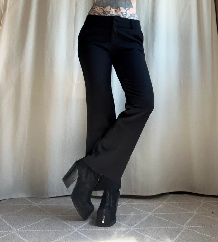 Pantalon noir jambes larges Goth Officecore vintage y2k - Taille S - photo numéro 4