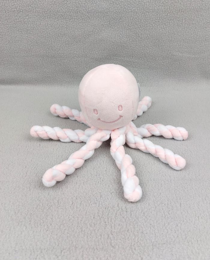 Peluche doudou pieuvre poulpe NATTOU Octopus rose clair blanc 20 cm