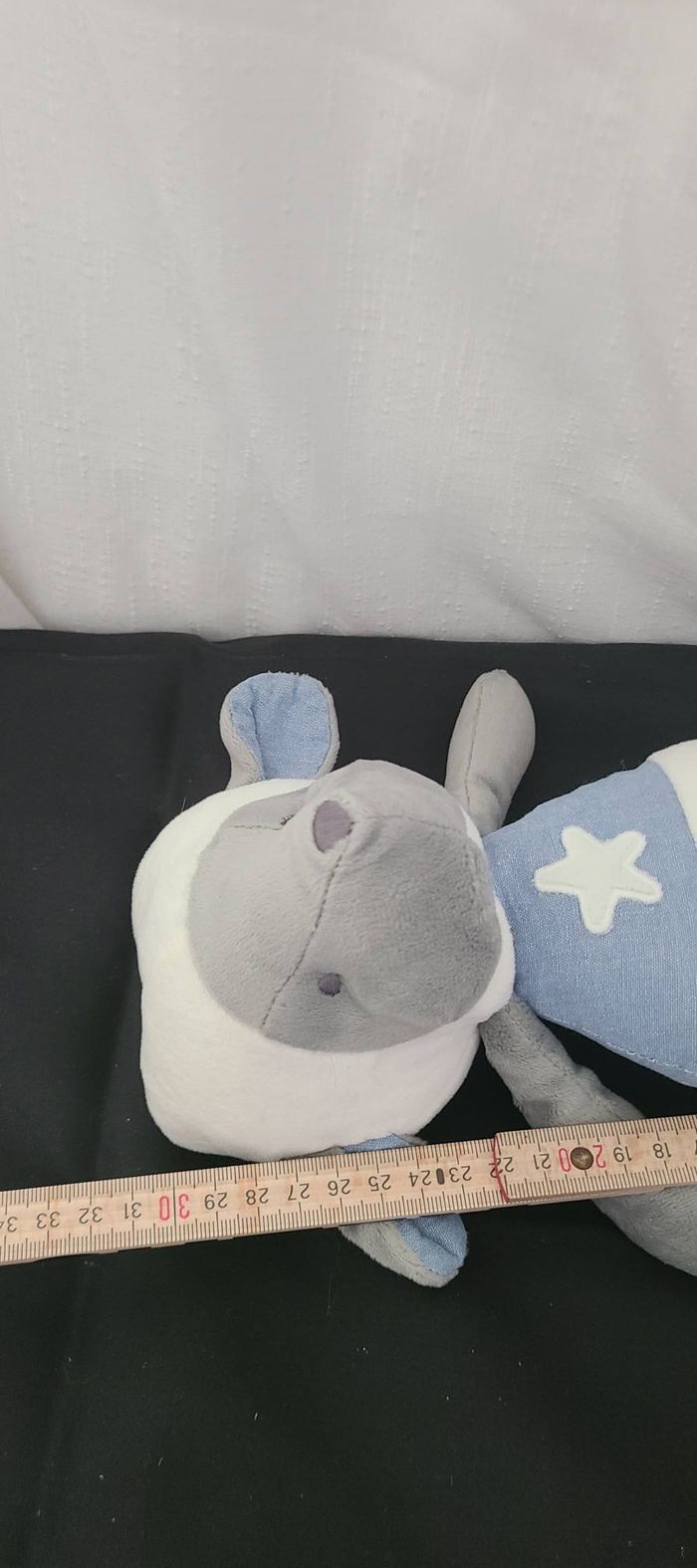 Peluche mouton OBAIBI gris blanc bleu étoile 33 cm - photo numéro 3