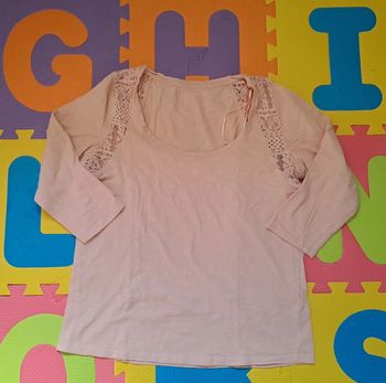T-shirt manches longues rose pâle, etam, taille M (38)