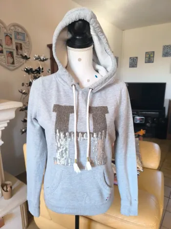 Joli sweat à capuche gris
