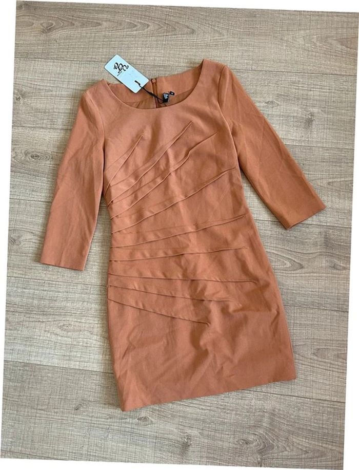 Robe beige camel neuve avec manches 3/4 Vero Moda taille XS - photo numéro 11