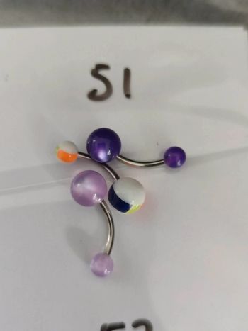 Lot de 3 piercings nombril acrylique et acier chirurgical