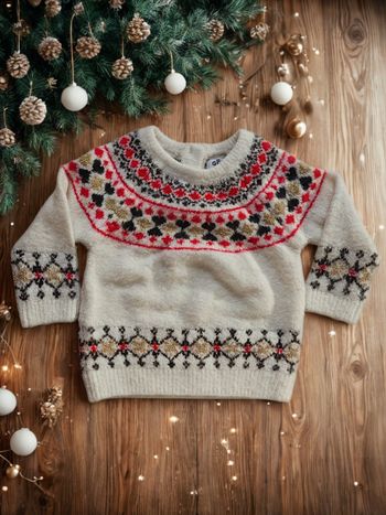 Pull de noël Blanc épais et chaud Gémo 12 mois