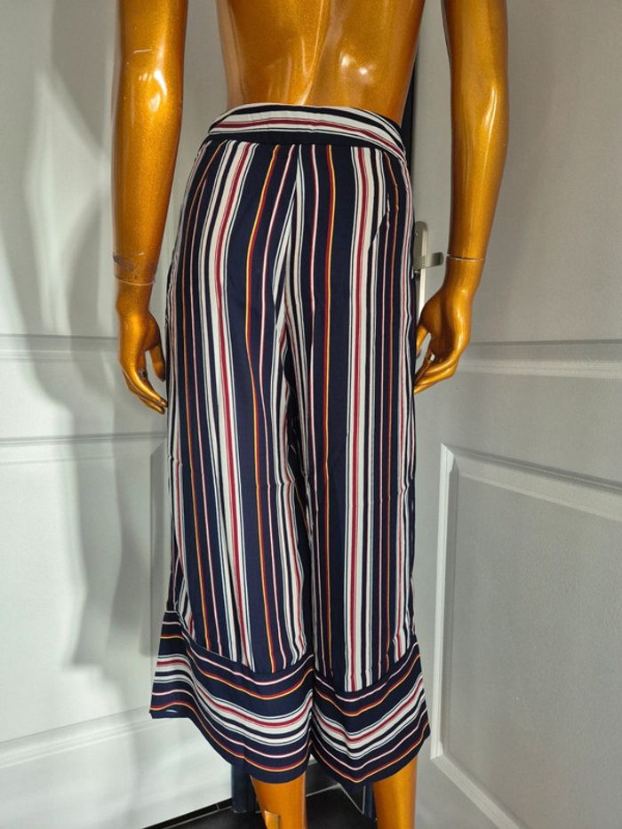 Pantalon Large Court Bleu Femme avec Rayures Taille XL/42 - photo numéro 2