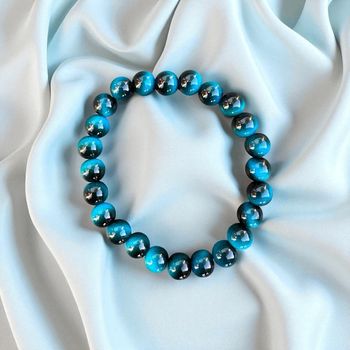 Bracelet en pierre naturelle 8mm – Œil de tigre bleu royal – Neuf jamais porté