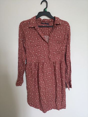 Robe chemise rouille à pois blancs vintage old school