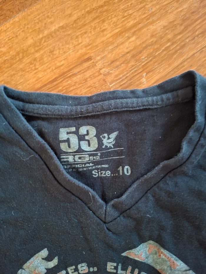 t-shirt noir taille 10 ans marque RG 512, en très bon état - photo numéro 2